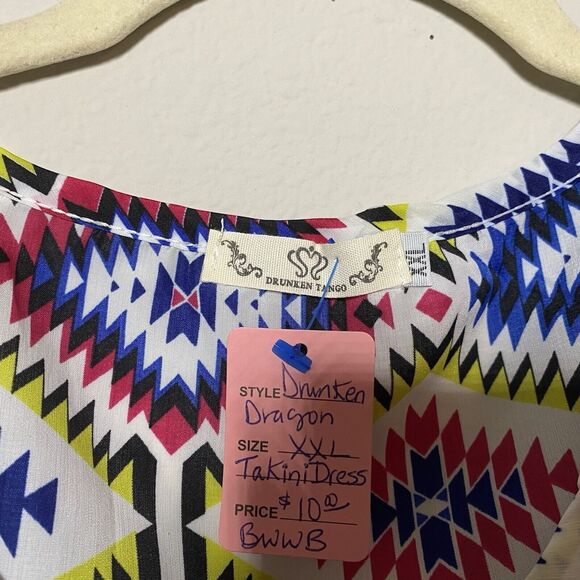 2 PC BUNDLE Drunken Tango 2X Swim Coverup Popover/Polyester Skater Sundress’s - Picture 7 of 8